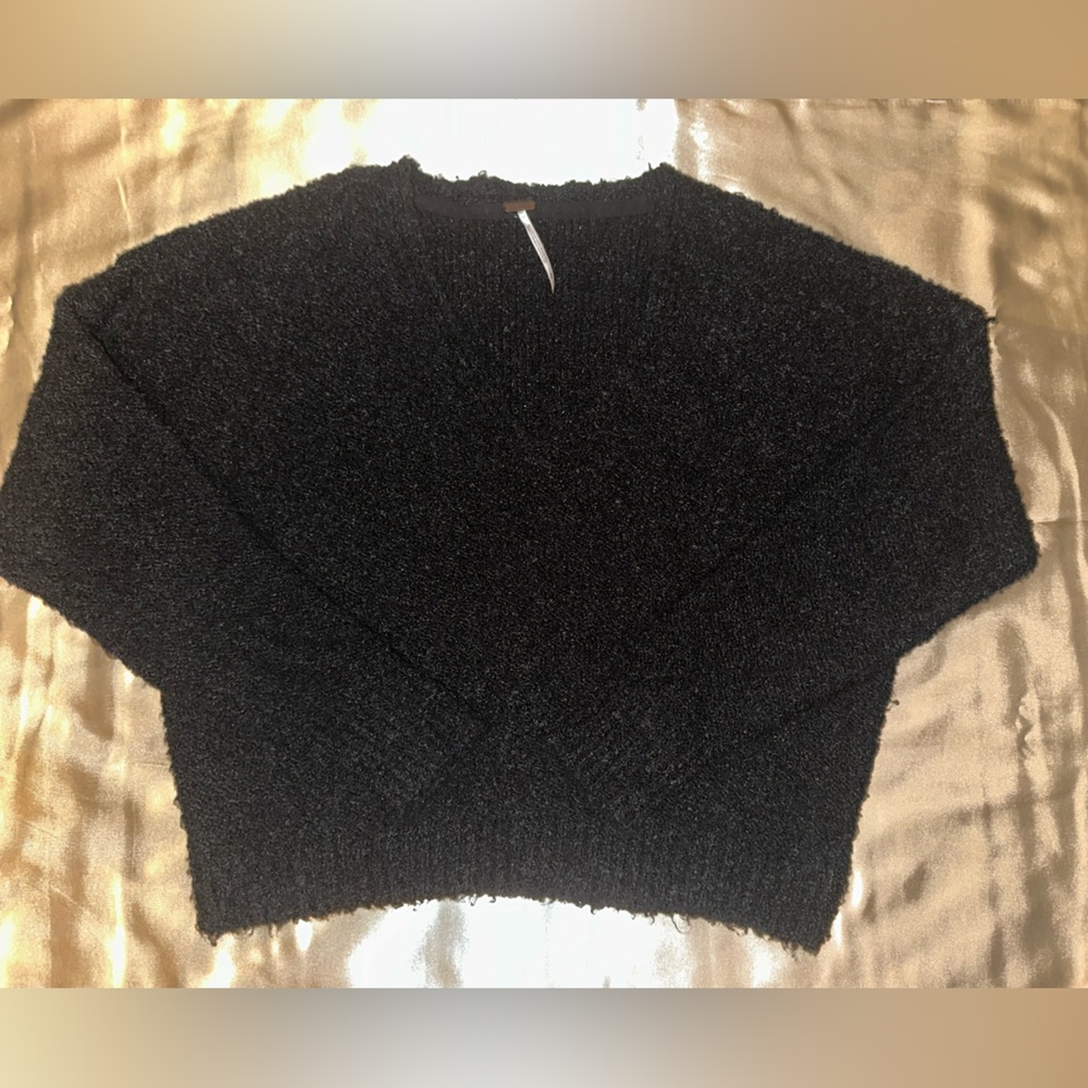 free people black fuzzy sweater